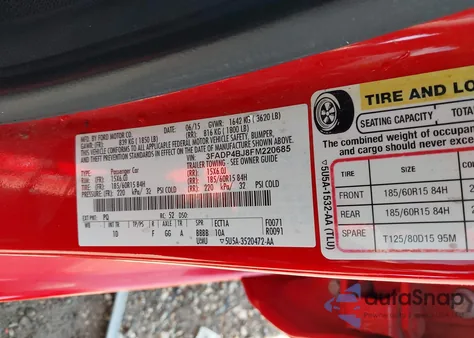 2015 Ford Fiesta Se from USA, damaged, VIN 3FADP4BJ8FM220685